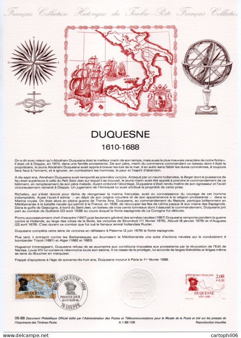 - Document Premier Jour Abraham DUQUESNE (1610-1688) - DIEPPE 20.2.1988 - - Erforscher