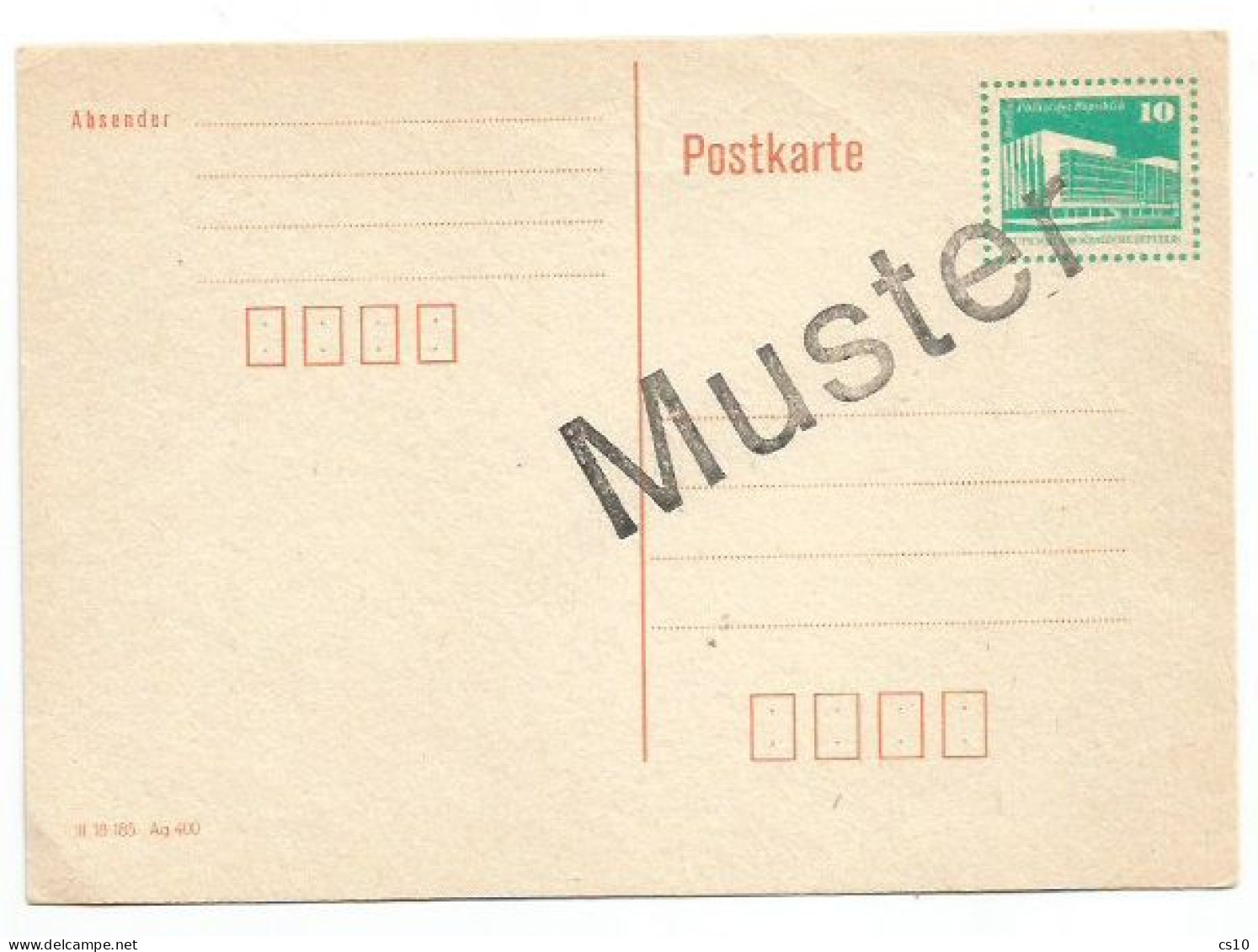 DDR Stationery PSC Republic Palace Pf.10 Unused With "Muster" Overprint - SPECIMEN - Cartes Postales - Neuves