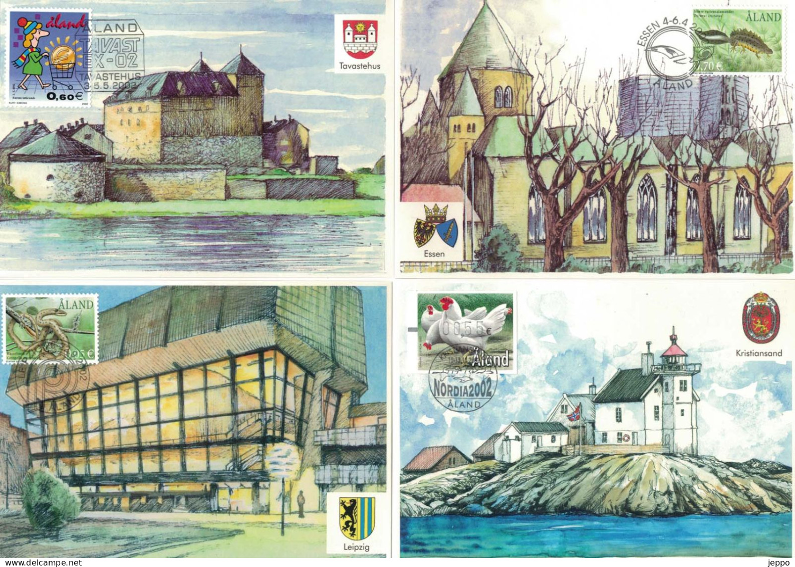 2002 Aland Islands, Exhibition Cards Set, 10 Diffirent. - Aland