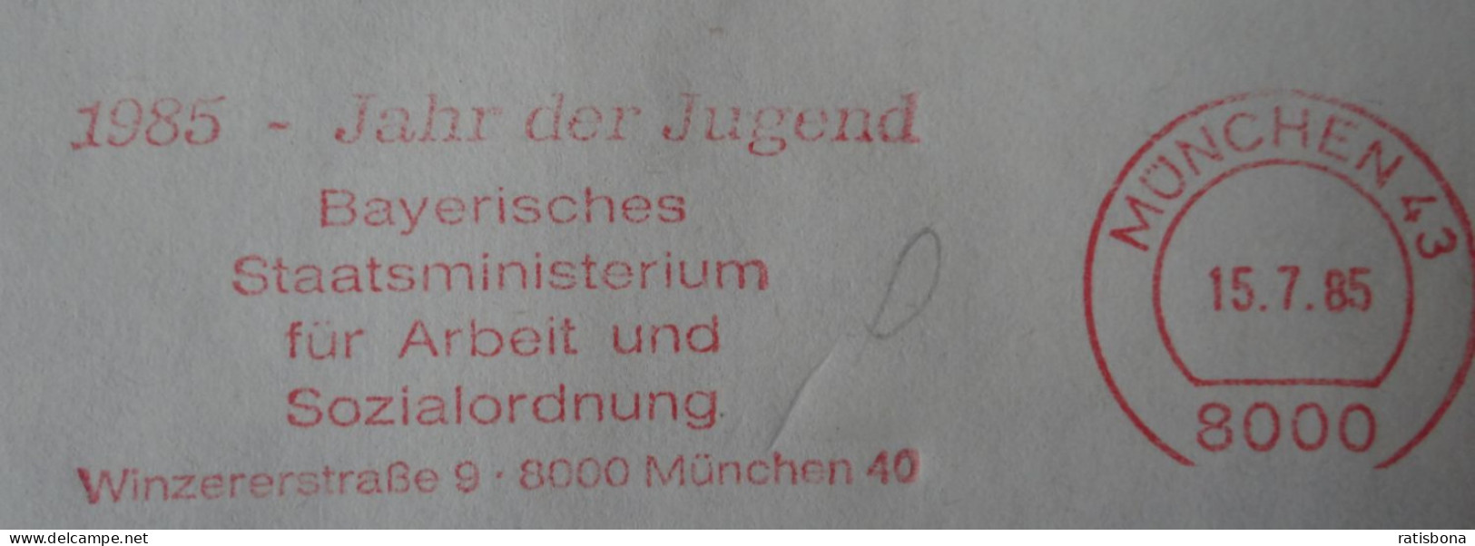 Jahr Der Jugend - Bay. Staatsministerium - Maschinenstempel Rot 1985 - Macchine Per Obliterare (EMA)