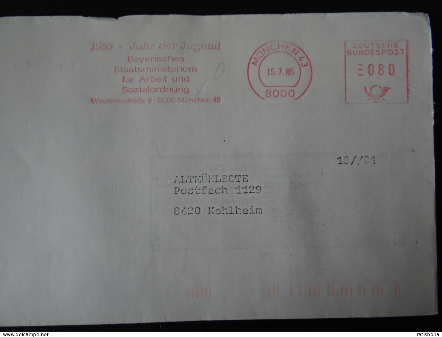 Jahr Der Jugend - Bay. Staatsministerium - Maschinenstempel Rot 1985 - Franking Machines (EMA)