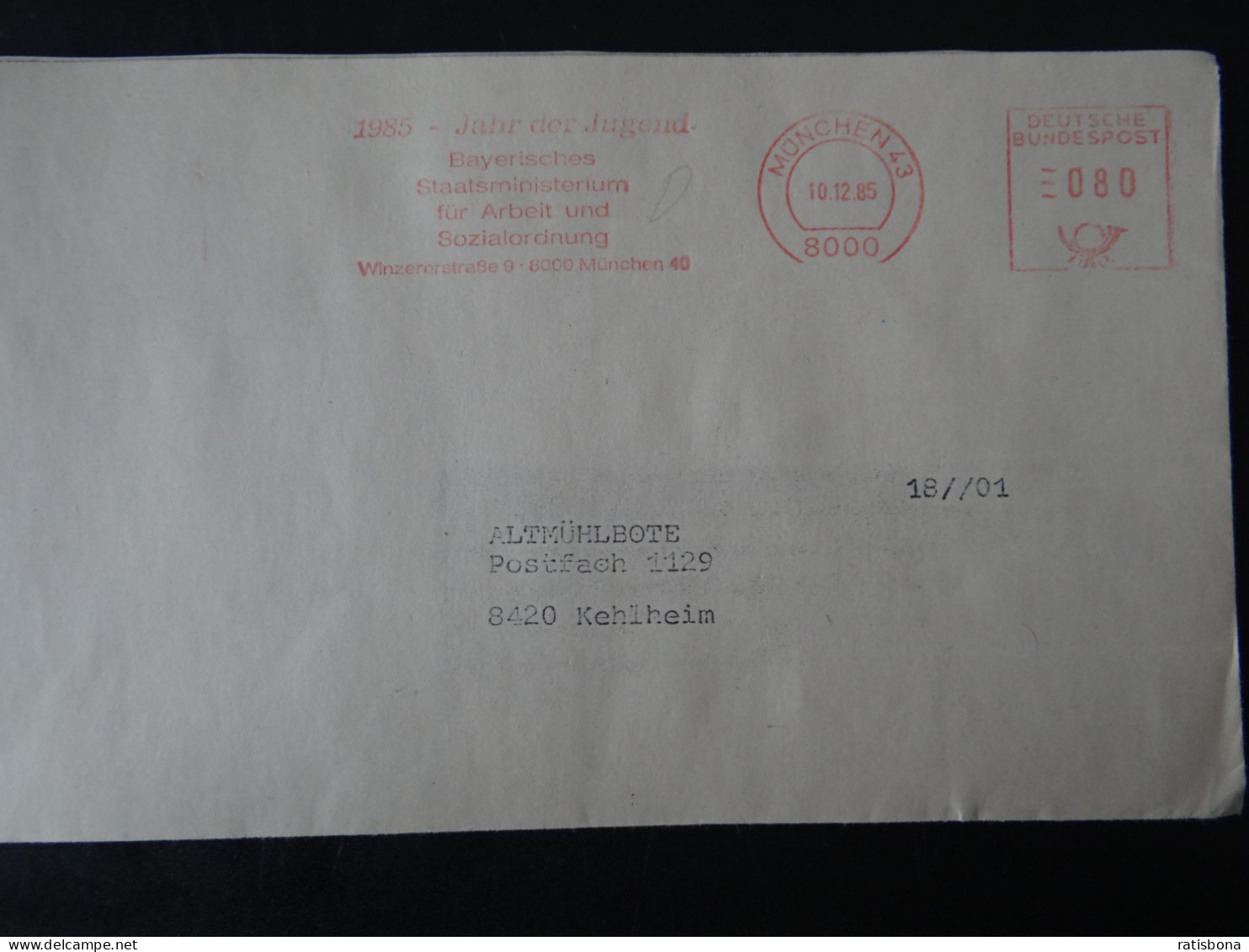 Jahr Der Jugend - Bay. Staatsministerium München - Maschinenstempel Rot 1985 - Franking Machines (EMA)