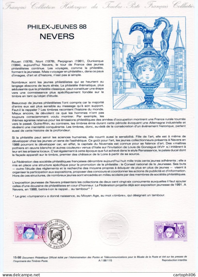 - Document Premier Jour Exposition PHILEX-JEUNES - NEVERS 8.4.1988 - - Philatelic Exhibitions