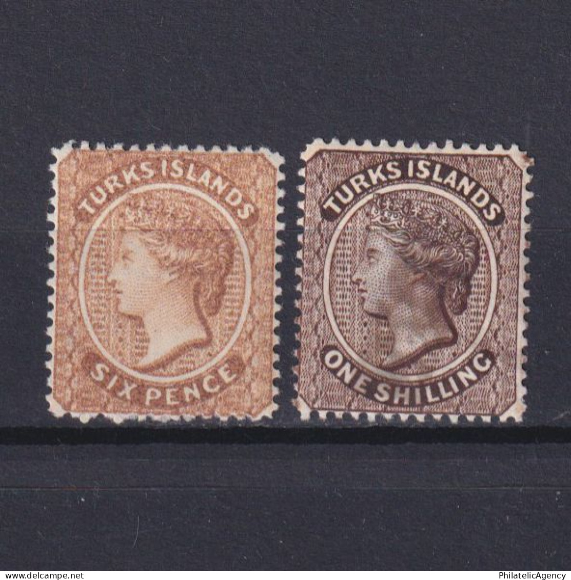 TURKS ISLANDS 1887, SG #59-60, Queen Victoria, MH/NG - Turks & Caicos