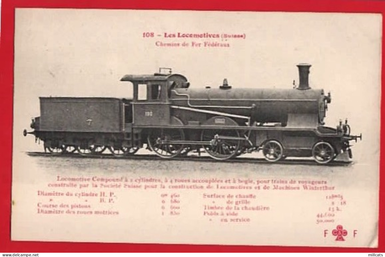 LES LOCOMOTIVES SUISSE   CARD   108 MACHINE  No 190 - Trenes