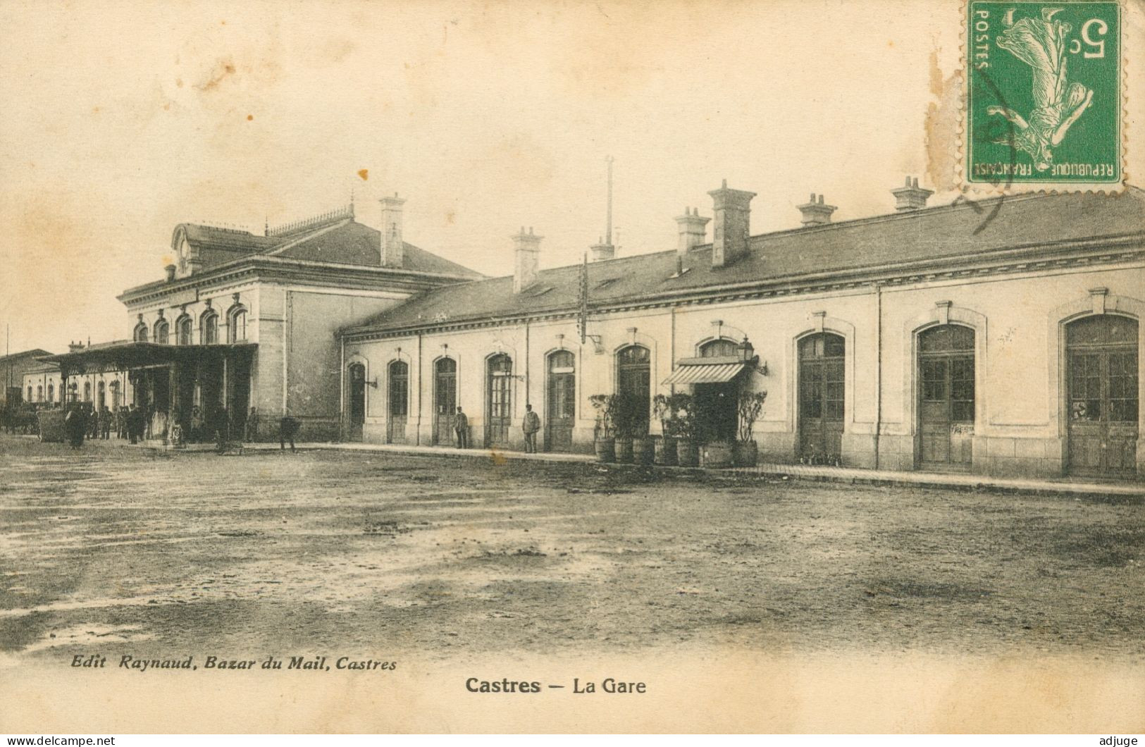 CPA-CASTRES - La GARE - Edit. Raynaud, Bazar Du Mail * TàD 1906* TBE* 2 Scans* - Castres