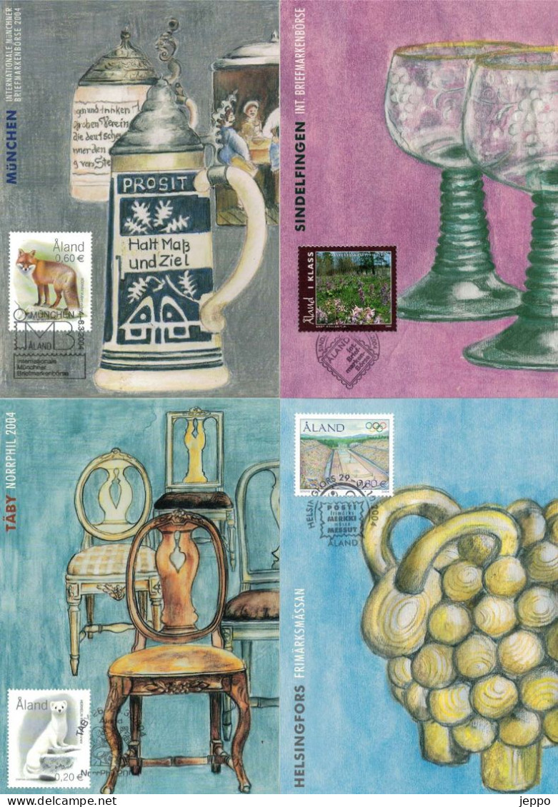 2004 Aland Islands, Exhibition Cards Set, 10 Diffirent. - Aland