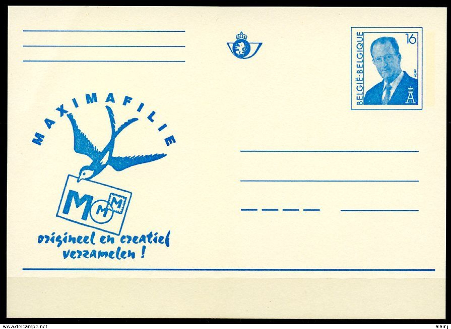 BE   Carte 16 Fr  --  Albert II  --  Maximaphilie  --  Maximafilie   ---   Texte Néerlandais - Cartes Postales Illustrées (1971-2014) [BK]