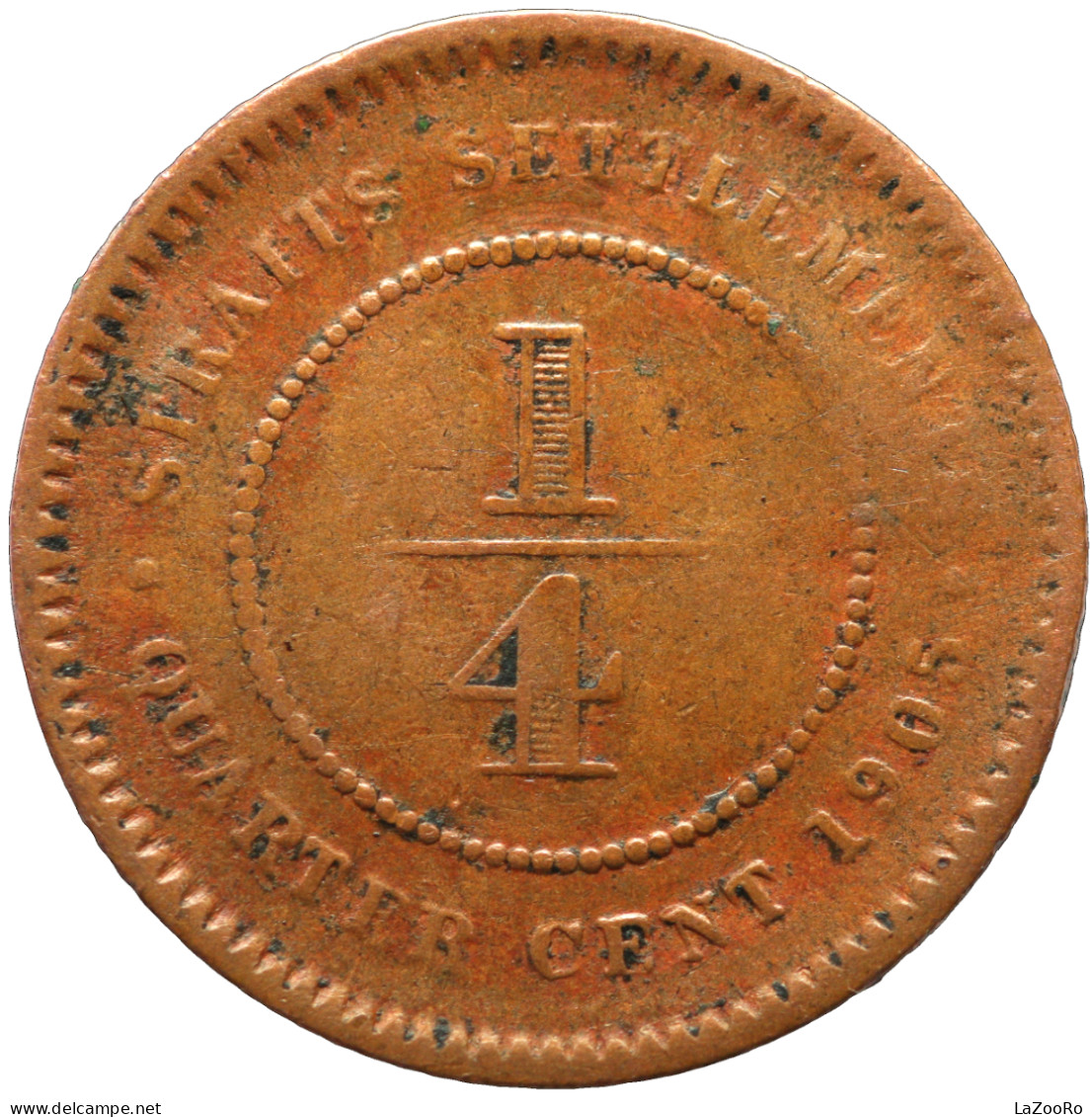 LaZooRo: Straits Settlements 1/4 Cent 1905 VF - Colonie