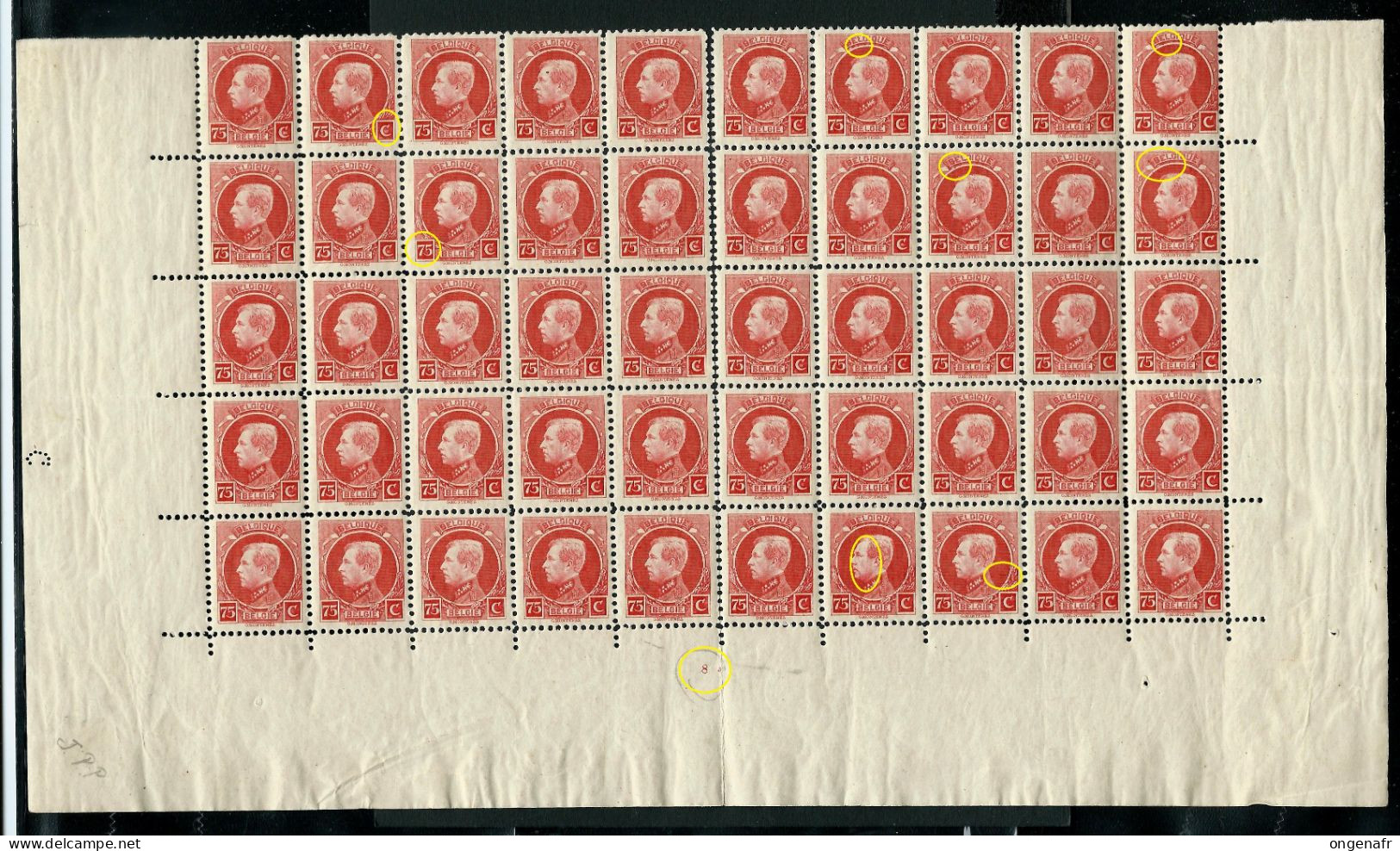 N° 212  - Planche 8 -  Bloc De 50 CDF   + Var - Luppi Et CU  - ** - - 1921-1925 Petit Montenez