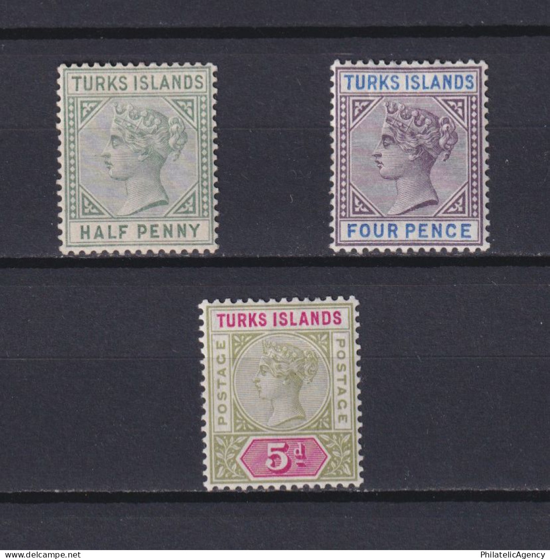 TURKS ISLANDS 1893, SG #70-72, CV £40, Queen Victoria, MH - Turks & Caicos