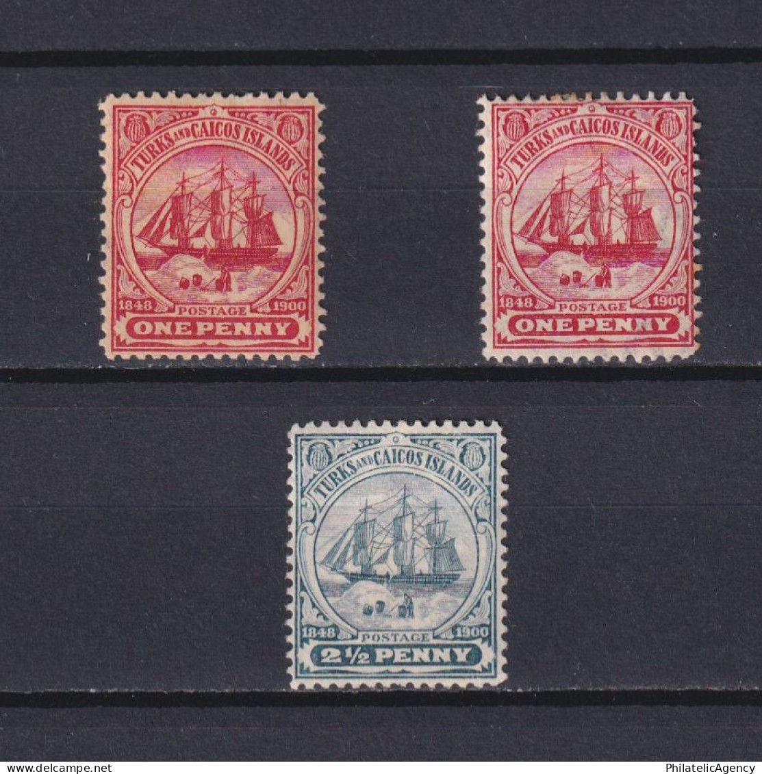 TURKS & CAICOS 1900, SG #102-104, Part Set, Wmk Crown CA, Ships, MH - Turks- En Caicoseilanden