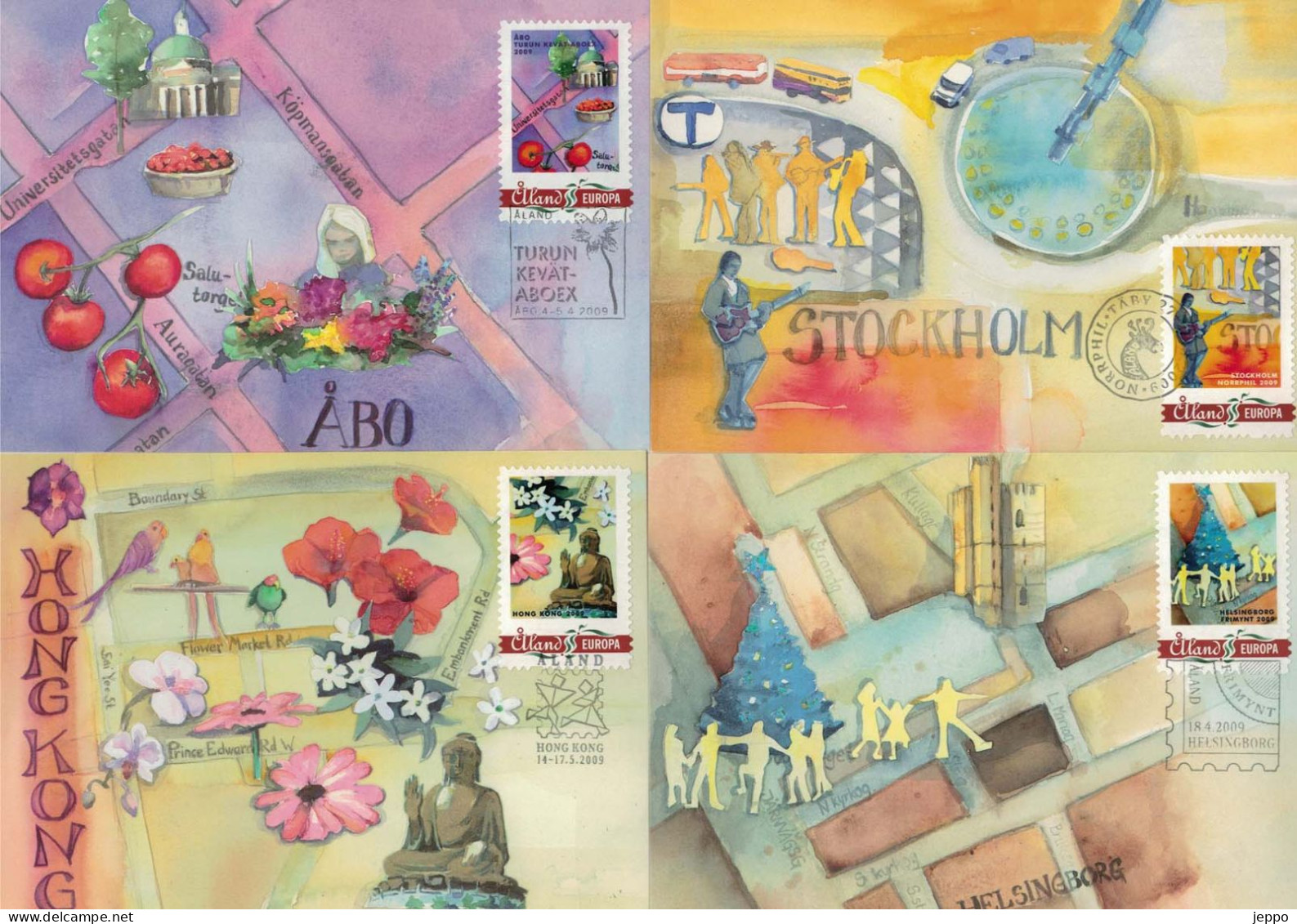 2009 Aland Islands, Exhibition Cards Set, 12 Diffirent. - Aland