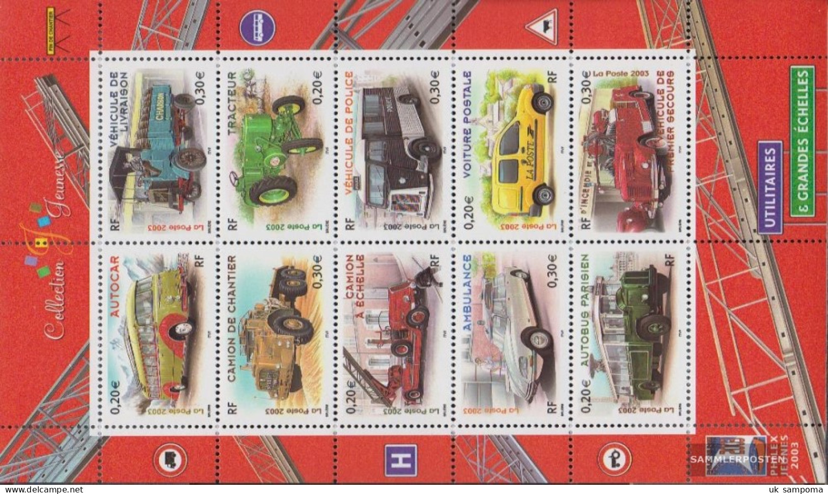 France 3751-3760 Sheetlet (complete Issue) Unmounted Mint / Never Hinged 2003 Vehicles - Unused Stamps