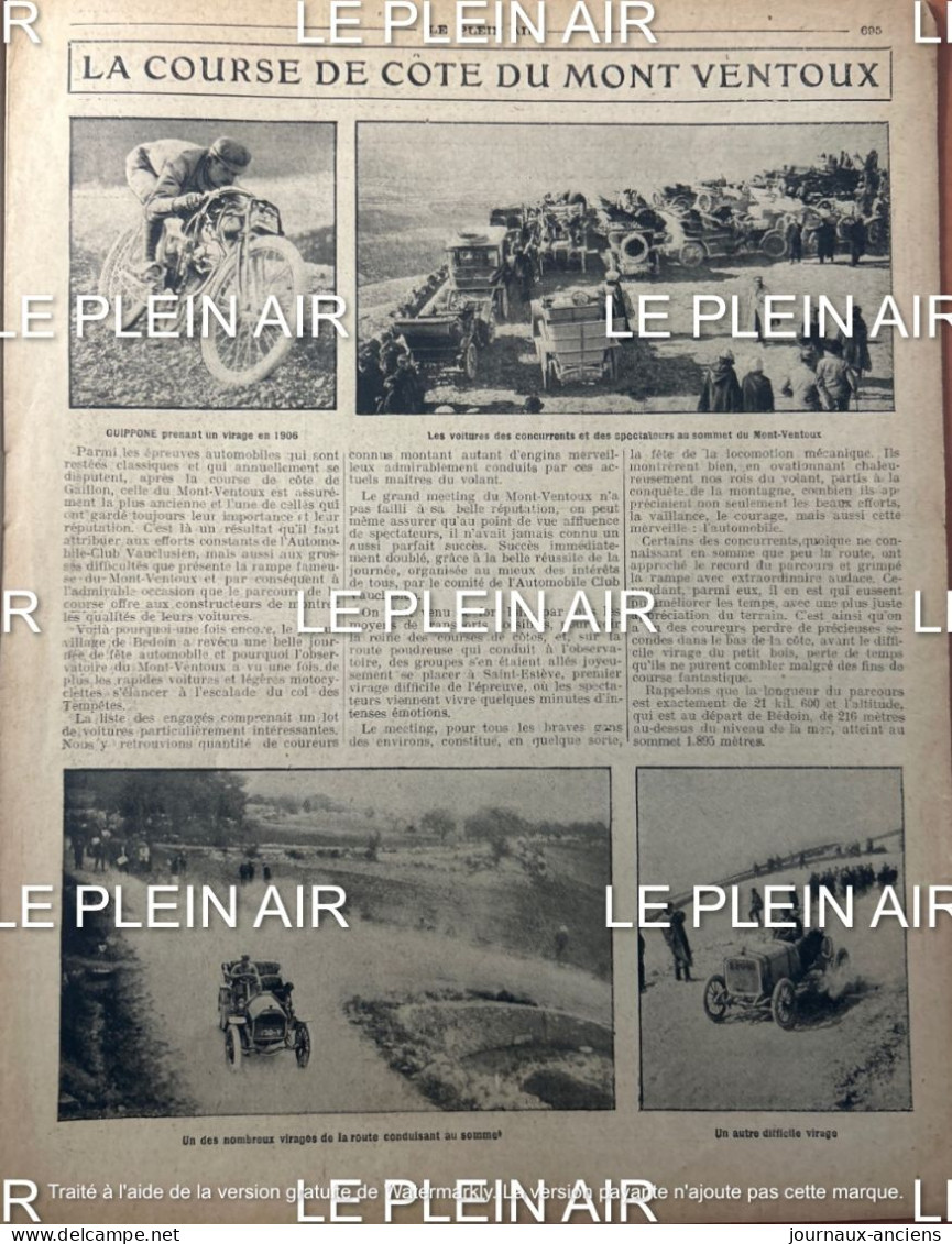 1912 Revue Sportive " LE PLEIN AIR " - BOXE - AUTOMOBILE MONT VENTOUX - HYDRO AÉROPLANE - ATHLÉTISME - NATATION