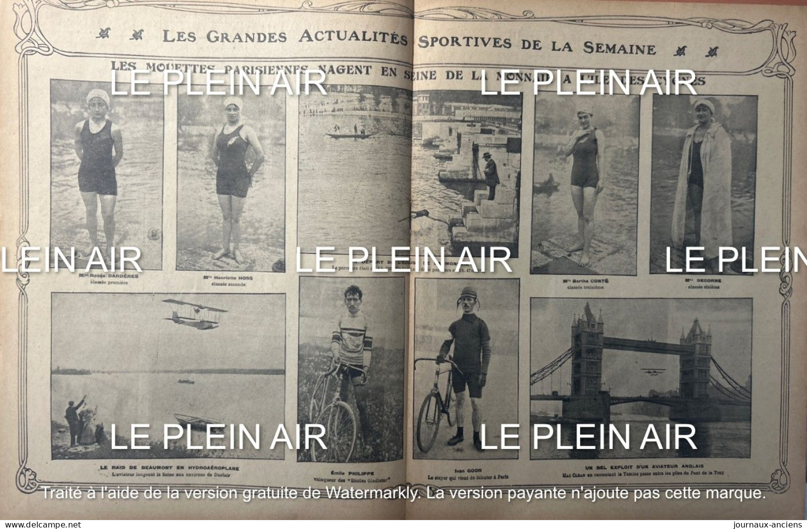 1912 Revue Sportive " LE PLEIN AIR " - BOXE - AUTOMOBILE MONT VENTOUX - HYDRO AÉROPLANE - ATHLÉTISME - NATATION