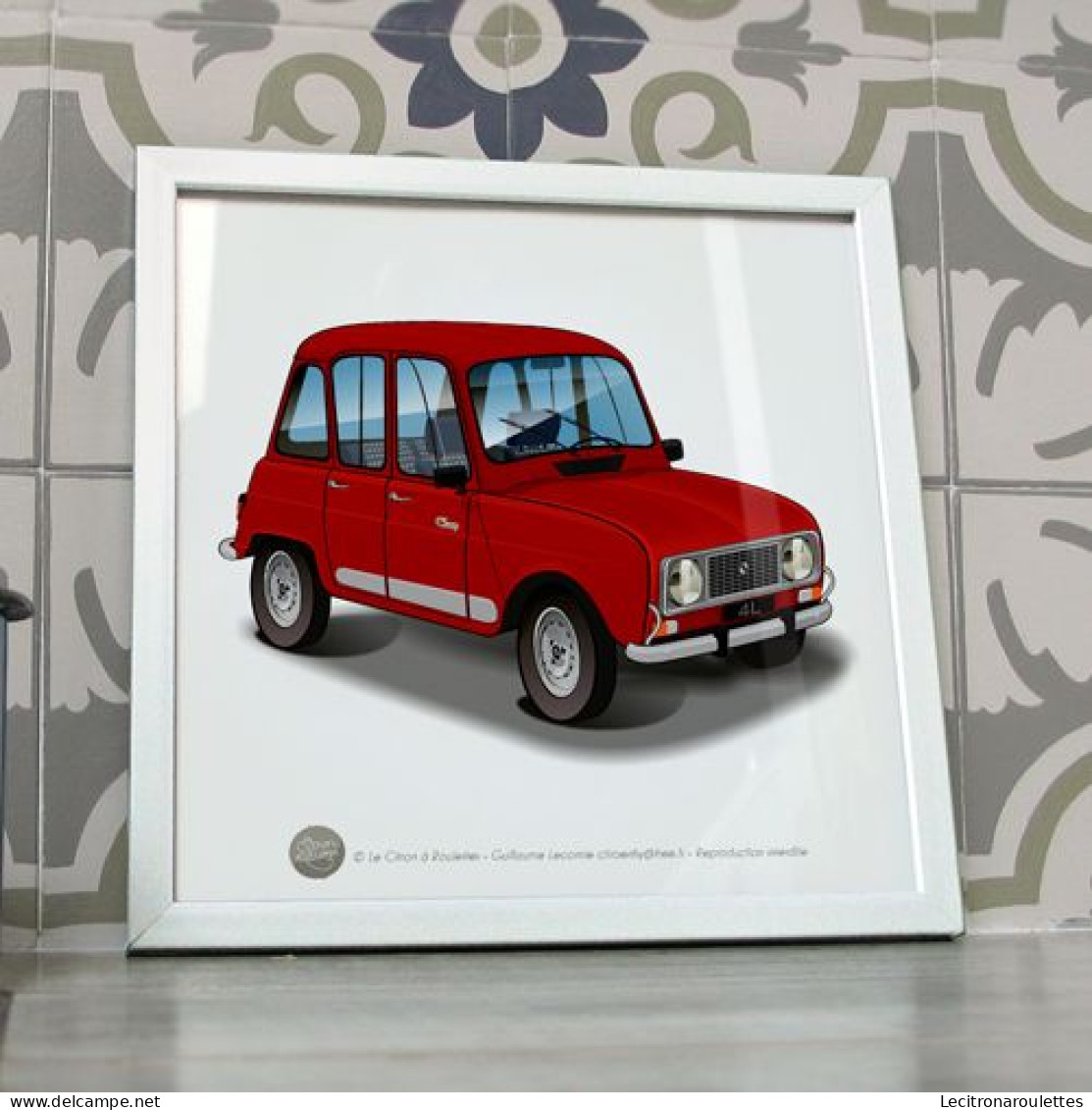 Poster Renault 4L Clan Rouge R4 Affiche Déco - Voitures