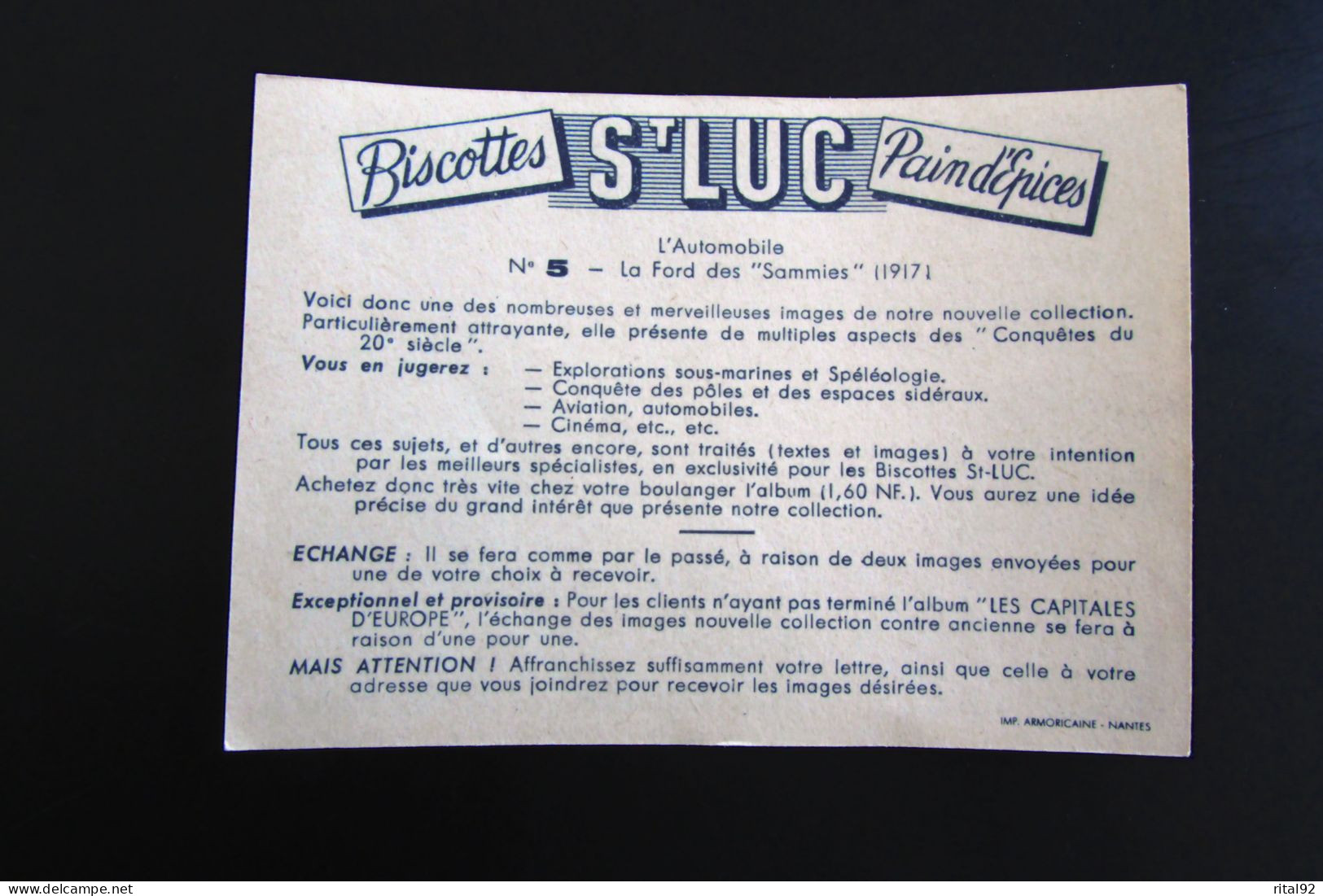 Chromo/image "Biscottes - Pain D'épices St LUC" - Série D'images Album "Conquêtes Du 20 ème Siècle" - Sammelbilderalben & Katalogue