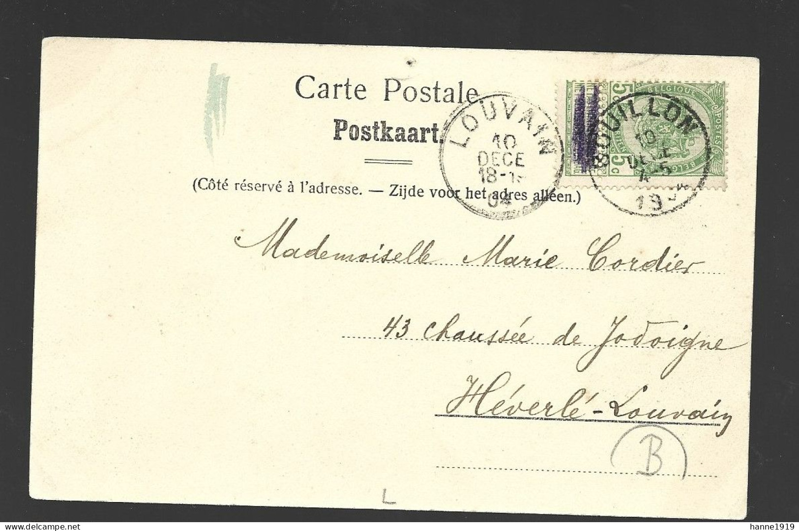 Bouillon Chateau Des Amerois Cachet 1904 Louvain Luxembourg Htje - Bouillon