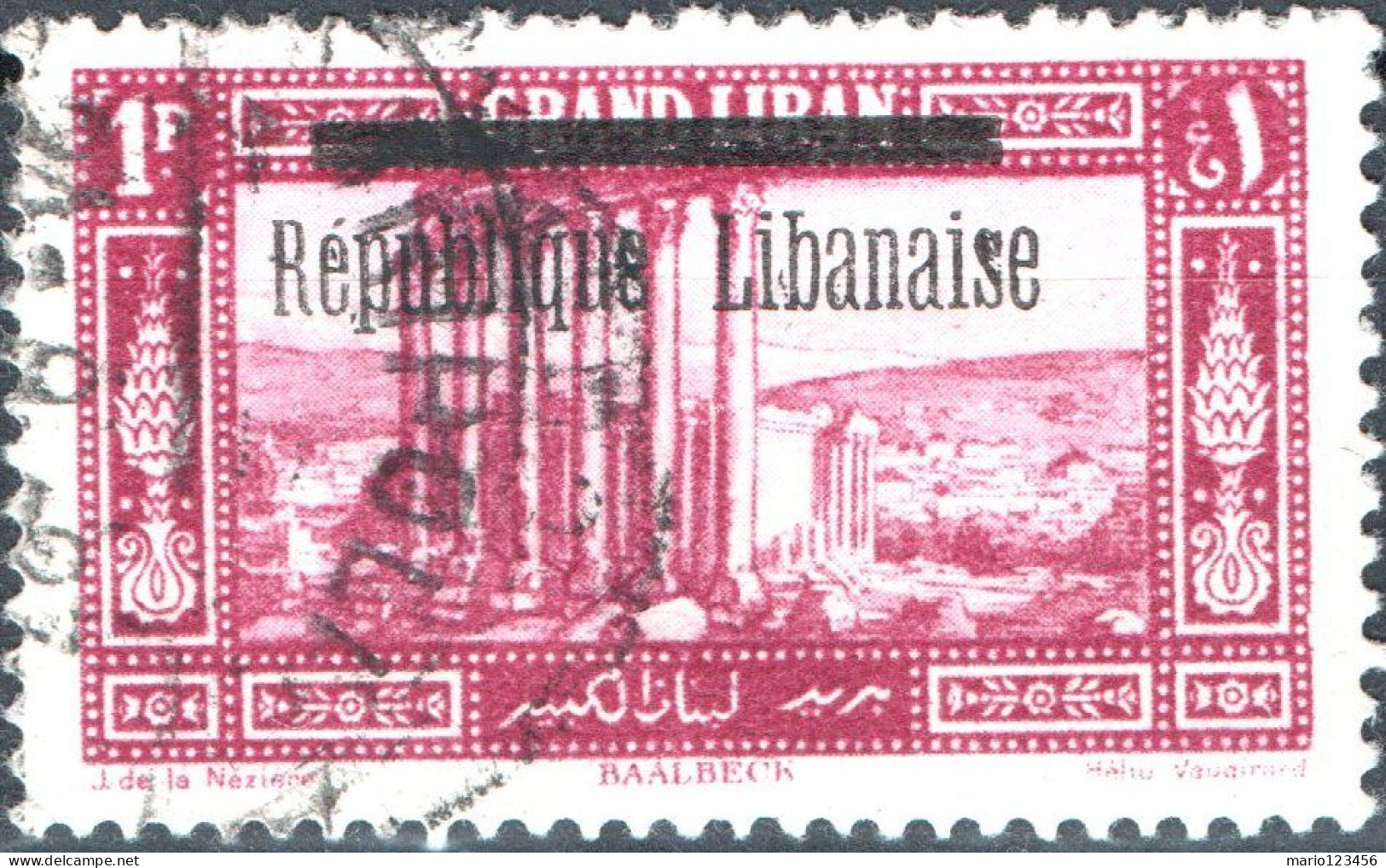 LIBANO, LEBANON, PAESAGGI, LANDSCAPE, 1927, USATI Scott:LB 74, Yt:FR-LB 86 - Used Stamps