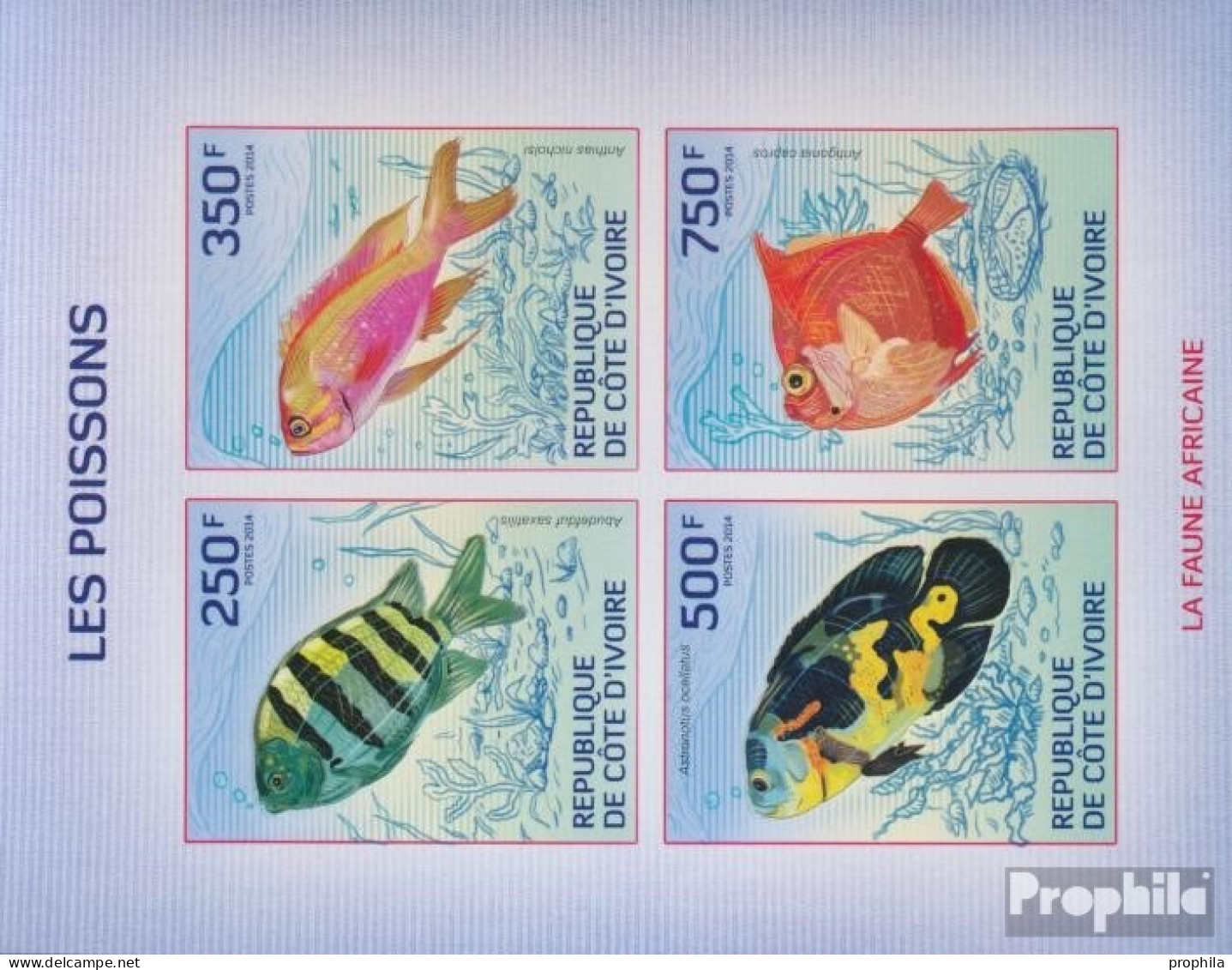 Elfenbeinküste 1509-1512B Kleinbogen (kompl.Ausg.) Ungezähnte Marken Postfrisch 2014 Fische - Costa D'Avorio (1960-...)
