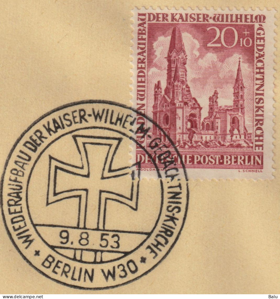 Berlin 1953 20 Pfg. Gedächtniskirche Michel Nr. 108 FDC, Michel 150,-€, Siehe 2 Scans - 1948-1970