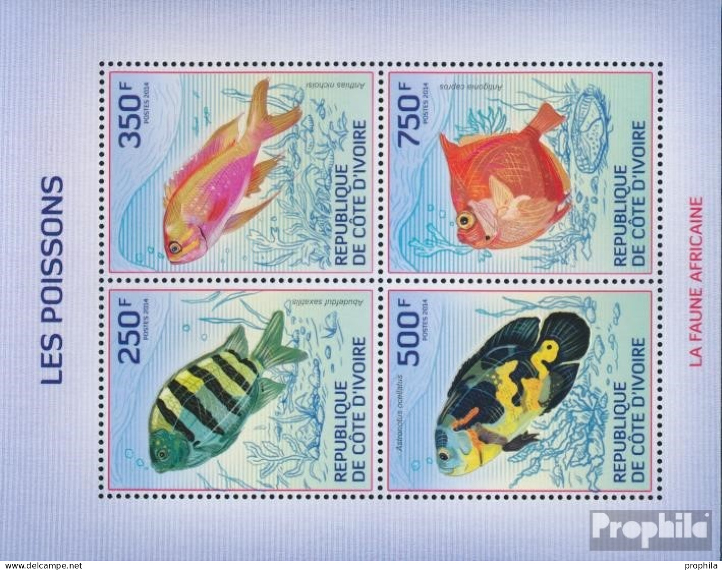 Elfenbeinküste 1509-1512A Kleinbogen (kompl.Ausg.) Postfrisch 2014 Fische - Costa De Marfil (1960-...)