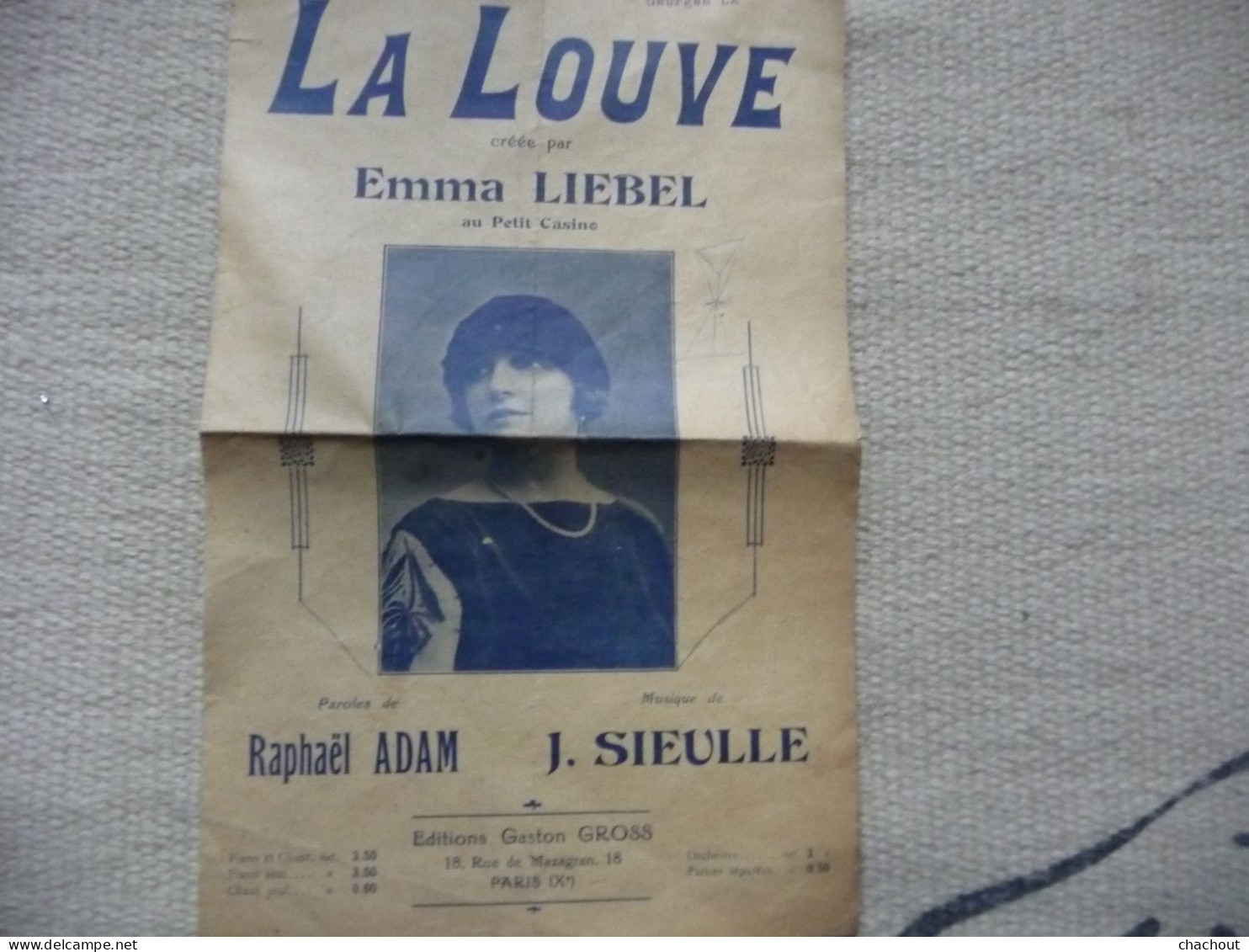 Partition Musicale Ancienne 1920 LA LOUVE Emma LIEBEL - Partituras