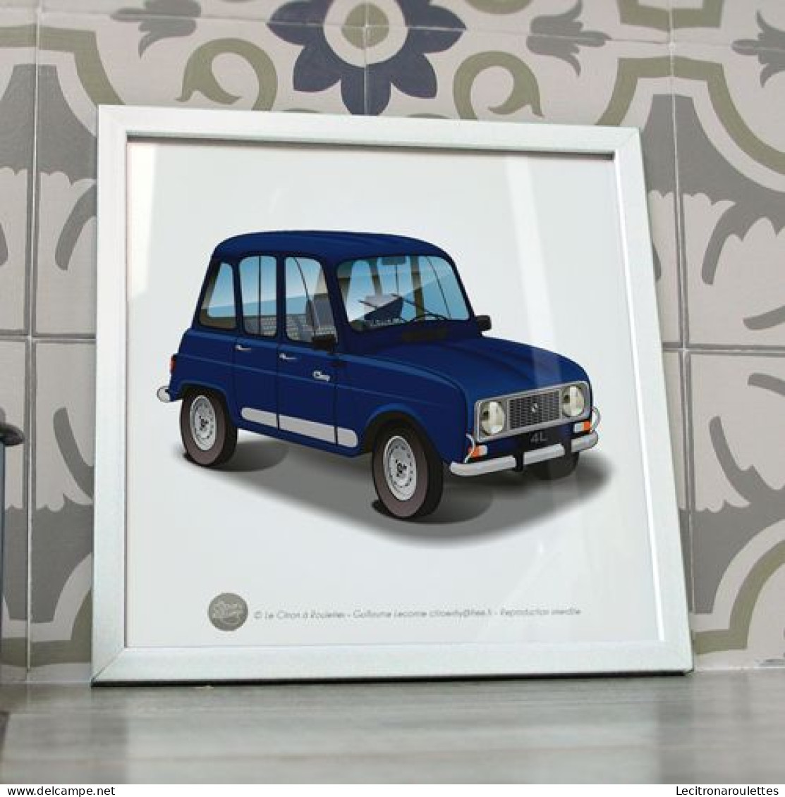 Poster Renault 4L Clan Bleu Foncé R4 Clan - Auto's