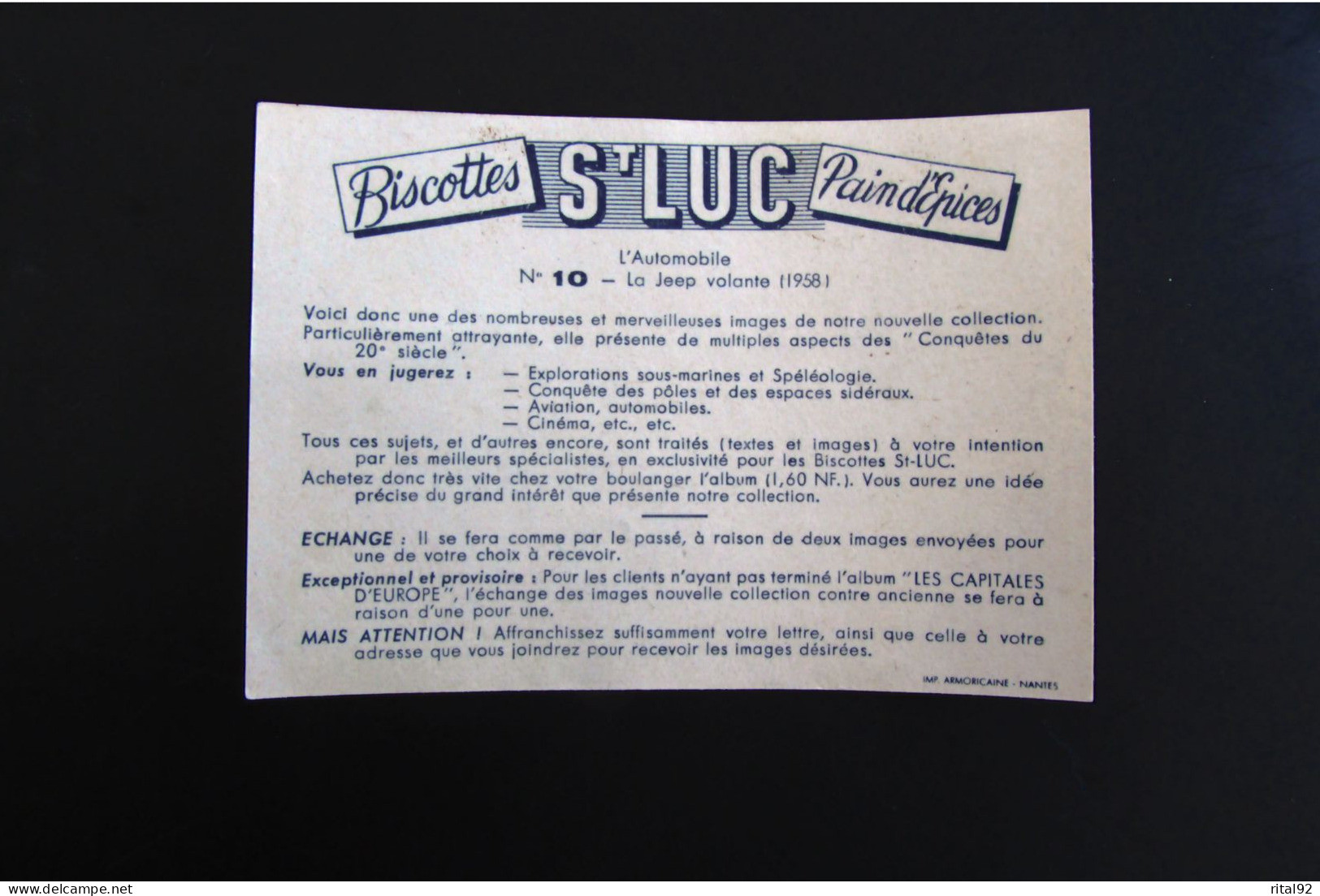 Chromo/image "Biscottes - Pain D'épices St LUC" - Série D'images Album "Conquêtes Du 20 ème Siècle" - Sammelbilderalben & Katalogue