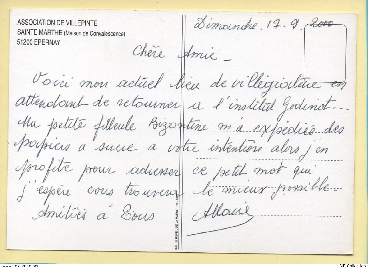 51. EPERNAY – Sainte Marthe (Maison De Convalescence) Association De Villepinte (voir Scan Recto/verso) - Epernay