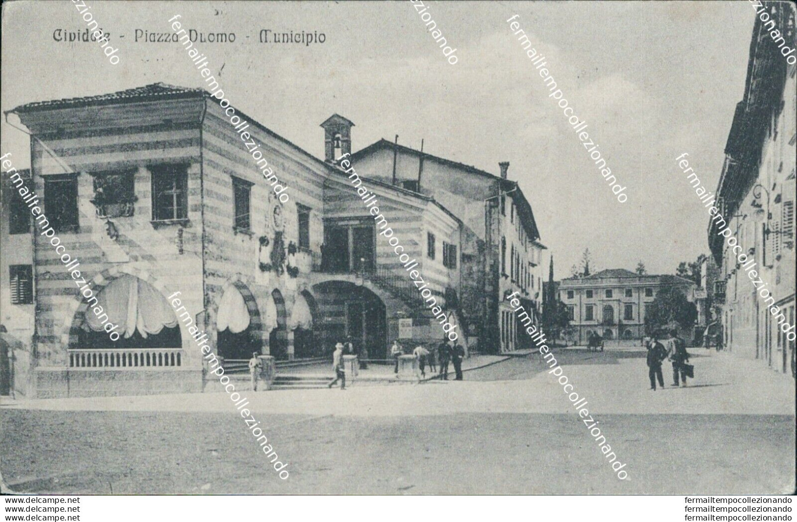 Bc59 Cartolina Cividale Piazza Duomo Municipio Udine 1915 - Udine