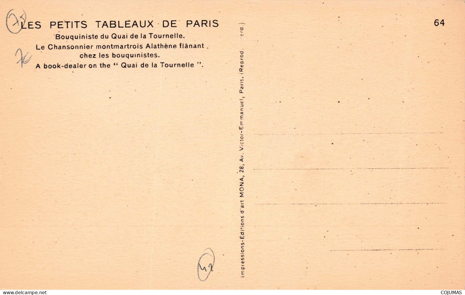 75 - PARIS _S28324_ Bouqiniste Du Quai De La Tournelle Le Chansonnier Montmartrois Alathène Flânant Chez Bouquinistes - Other & Unclassified