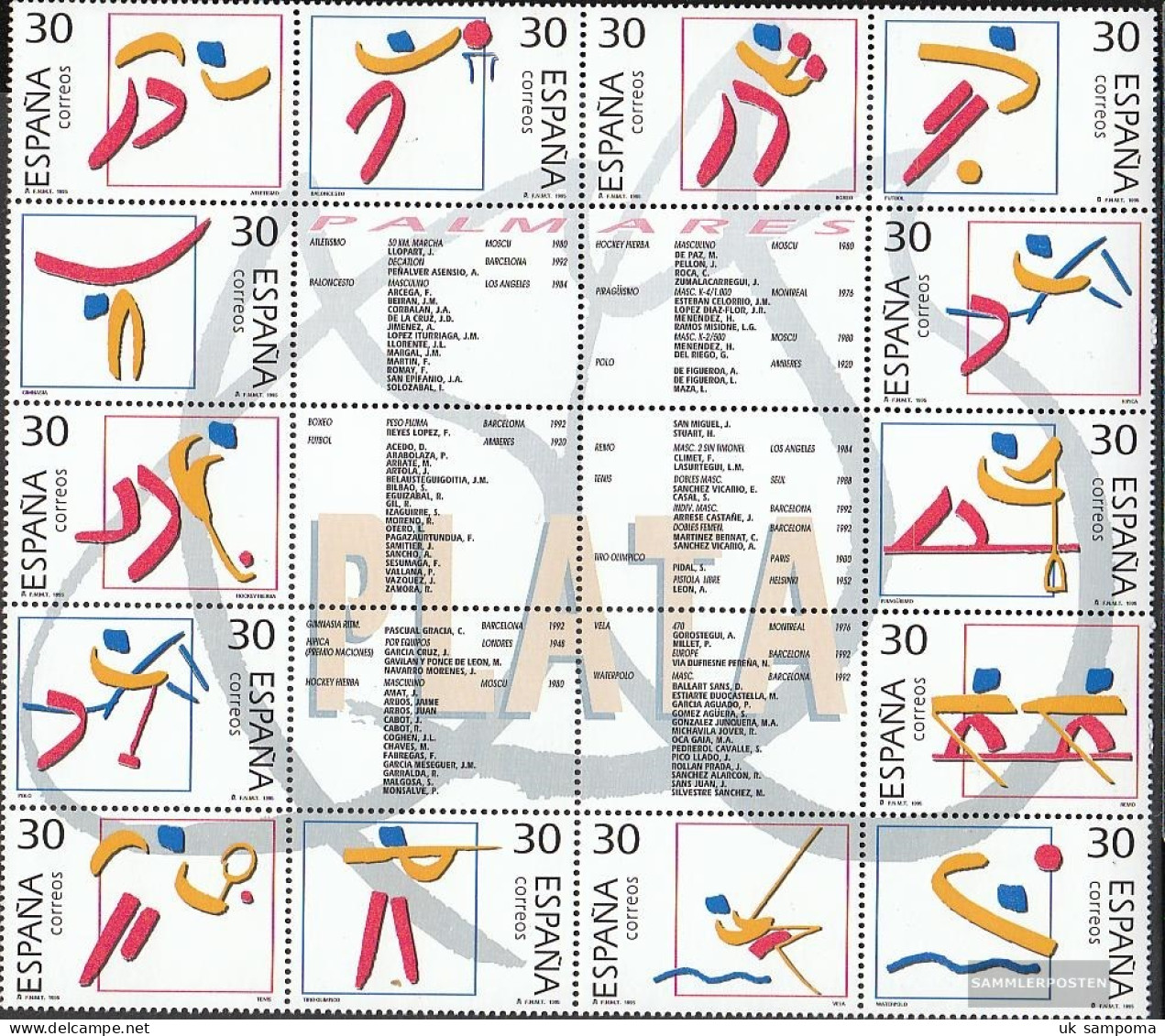 Spain 3220-3233 Zwanzigerblock (complete Issue) Unmounted Mint / Never Hinged 1995 Silver Medal Winner - Nuevos