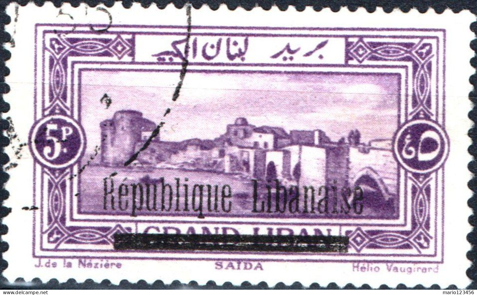 LIBANO, LEBANON, PAESAGGI, LANDSCAPE, 1927, USATI Scott:LB 78, Yt:FR-LB 92 - Used Stamps