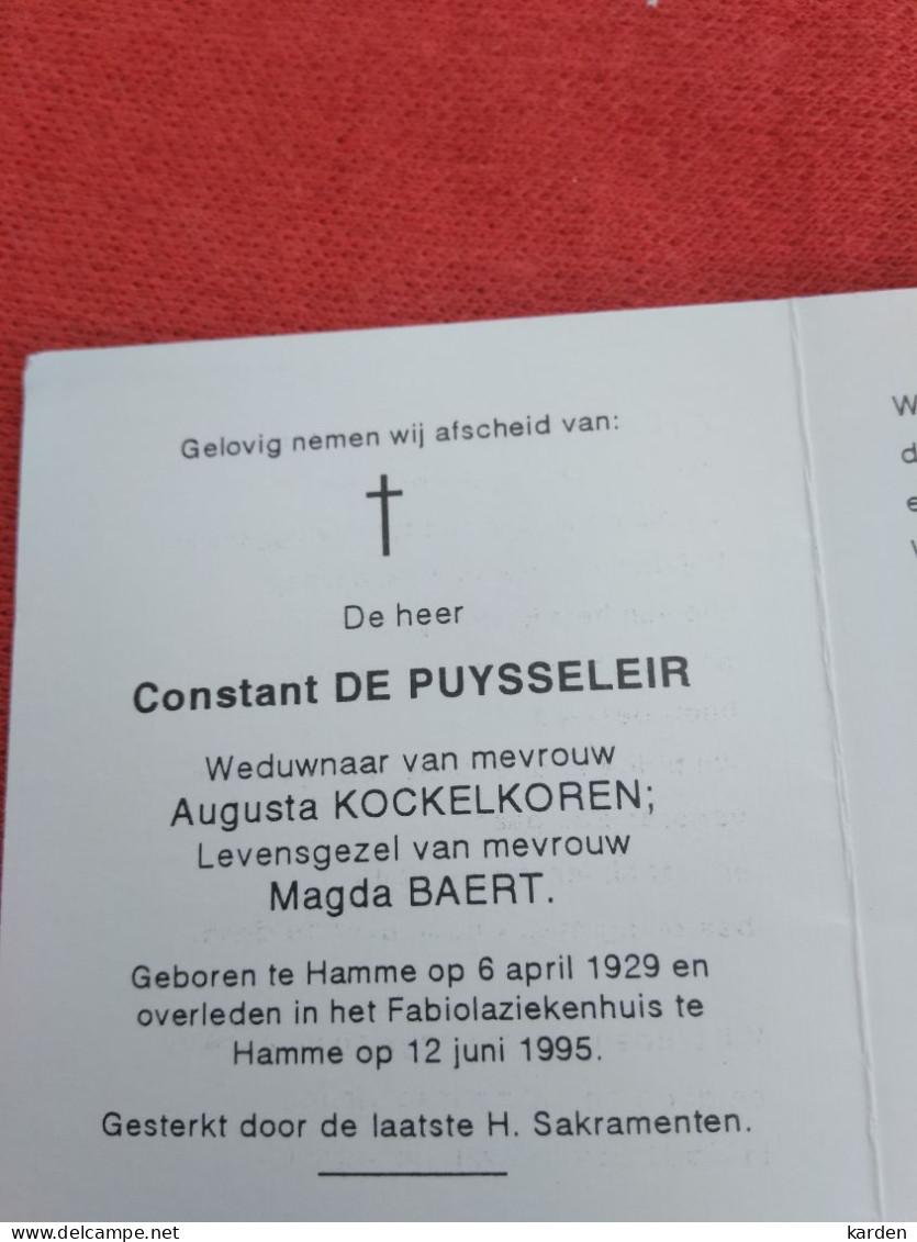 Doodsprentje Constant De Puysseleir / Hamme 6/4/1929 - 12/6/1995 ( Augusta Kockelkoren / Magda Baert ) - Religion & Esotérisme