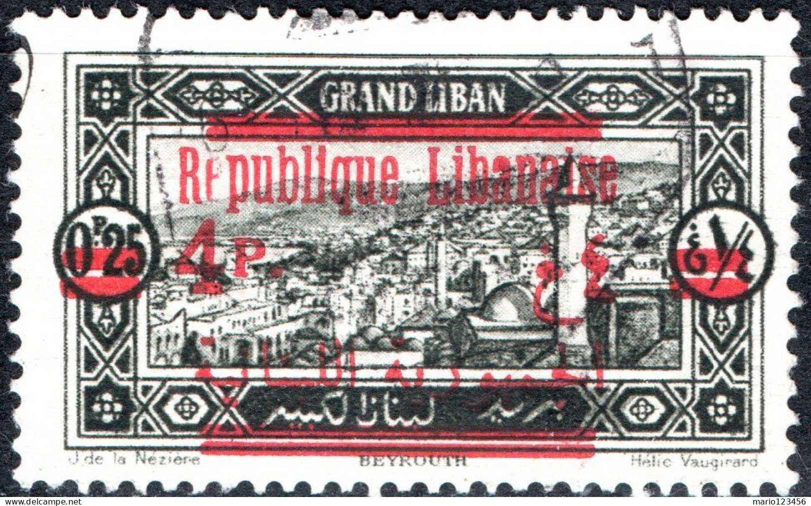 LIBANO, LEBANON, PAESAGGI, LANDSCAPE, 1928, USATI Scott:LB 104, Yt:FR-LB 119 - Gebraucht