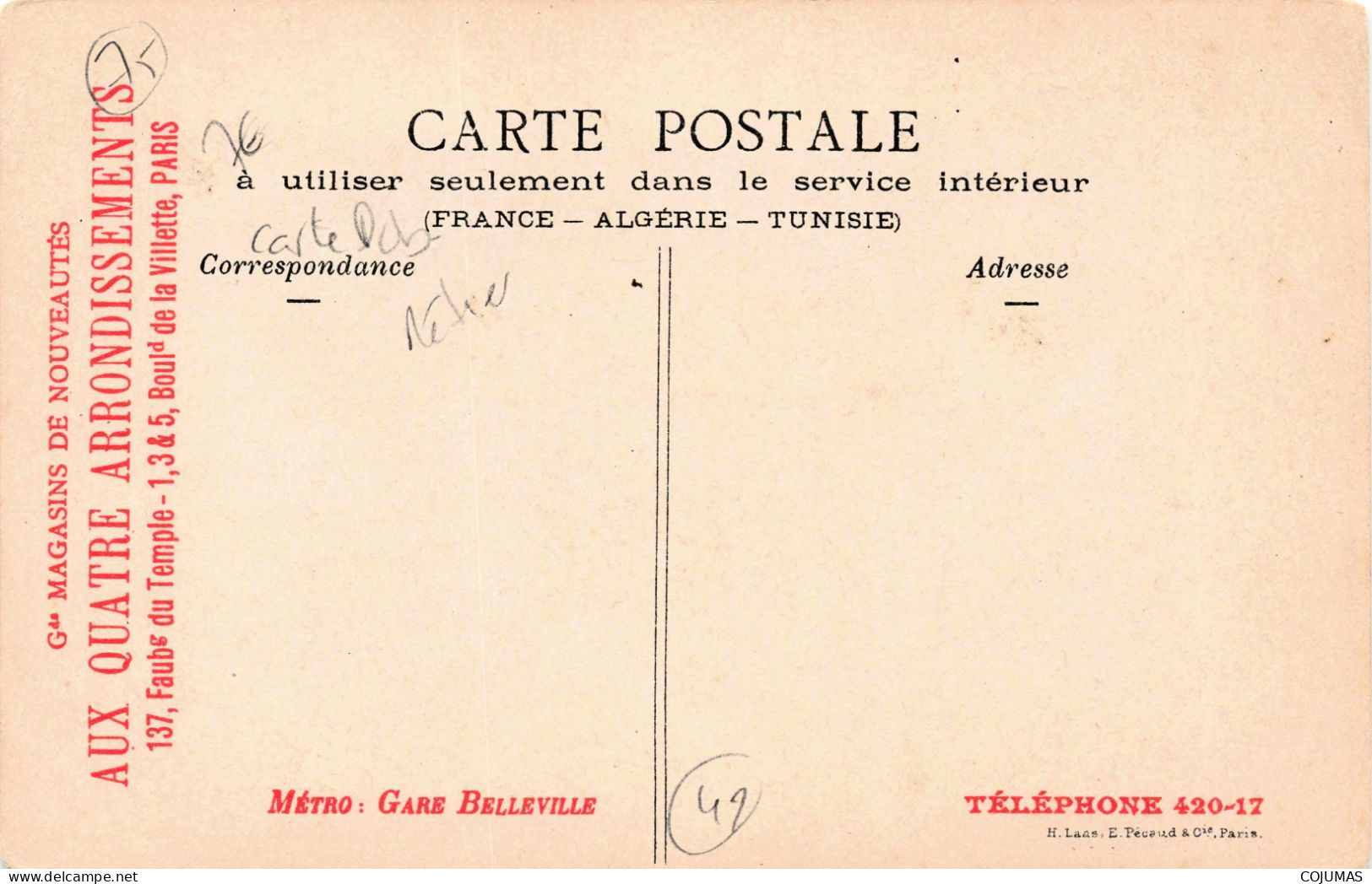 75 - PARIS _S28325_ Petits Métiers Parisiens - Les Marchands De Lunettes Et D'Abats Jours - Carte Pub Gds Magasins - Ambachten In Parijs