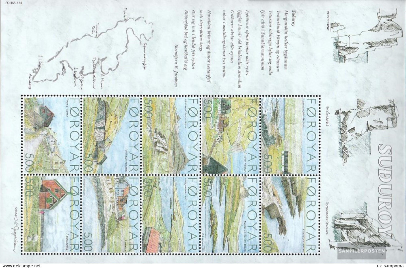 Denmark - Faroe Islands 473-482 Sheetlet (complete Issue) Unmounted Mint / Never Hinged 2004 Island Suouroy - Faroe Islands