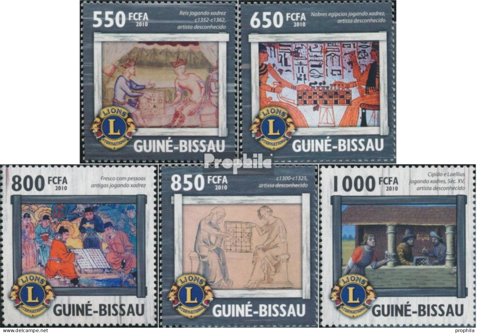 Guinea-Bissau 4617-4621 (kompl. Ausgabe) Postfrisch 2010 Schach Im Kunst- Und Lions-Club - Guinea-Bissau