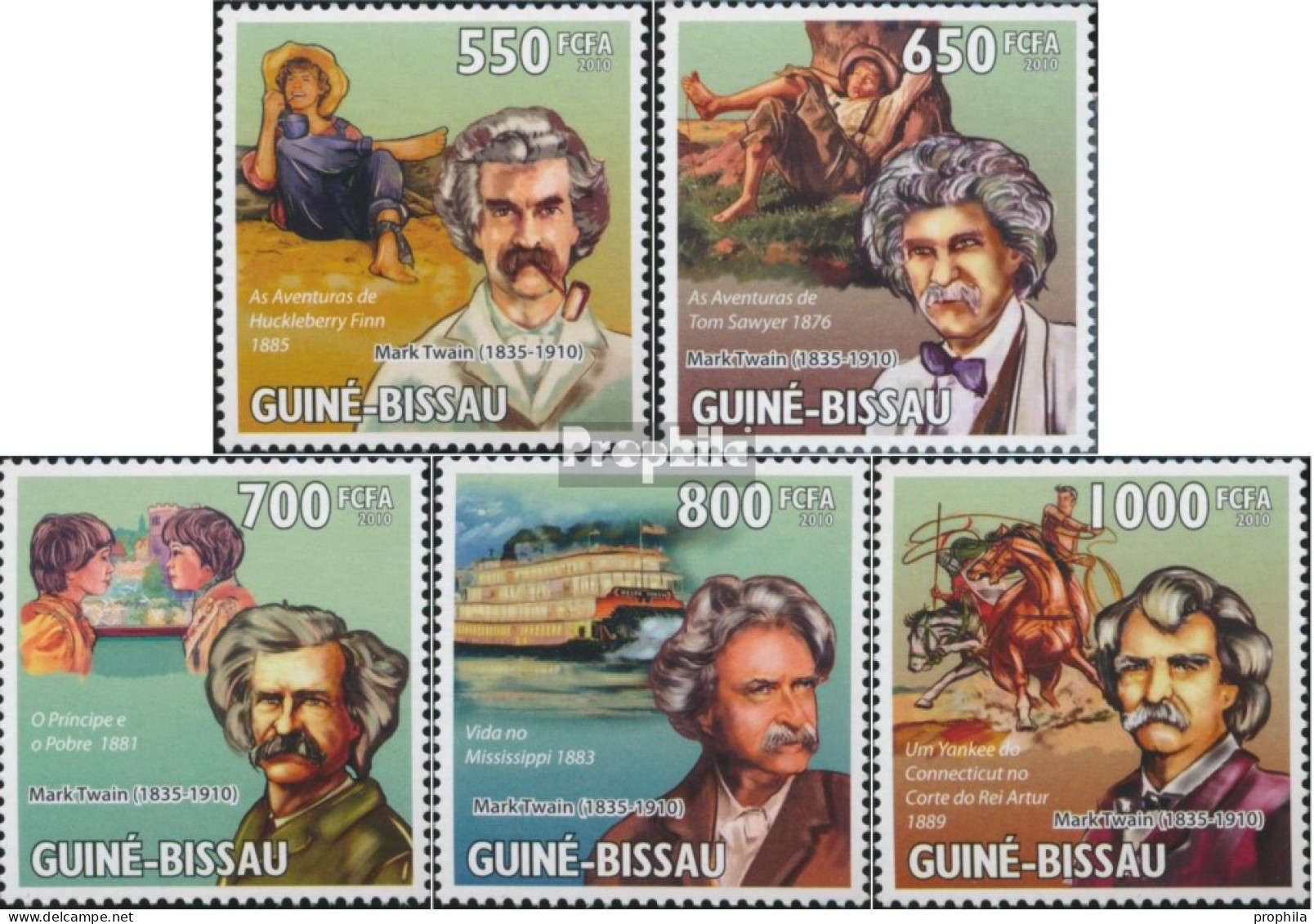 Guinea-Bissau 4611-4615 (kompl. Ausgabe) Postfrisch 2010 Mark Twain - Guinea-Bissau