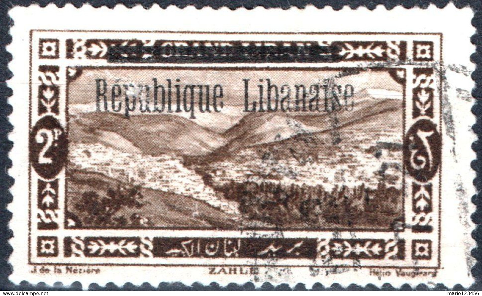 LIBANO, LEBANON, PAESAGGI, LANDSCAPE, 1927, USATI Scott:LB 76, Yt:FR-LB 88 - Gebruikt