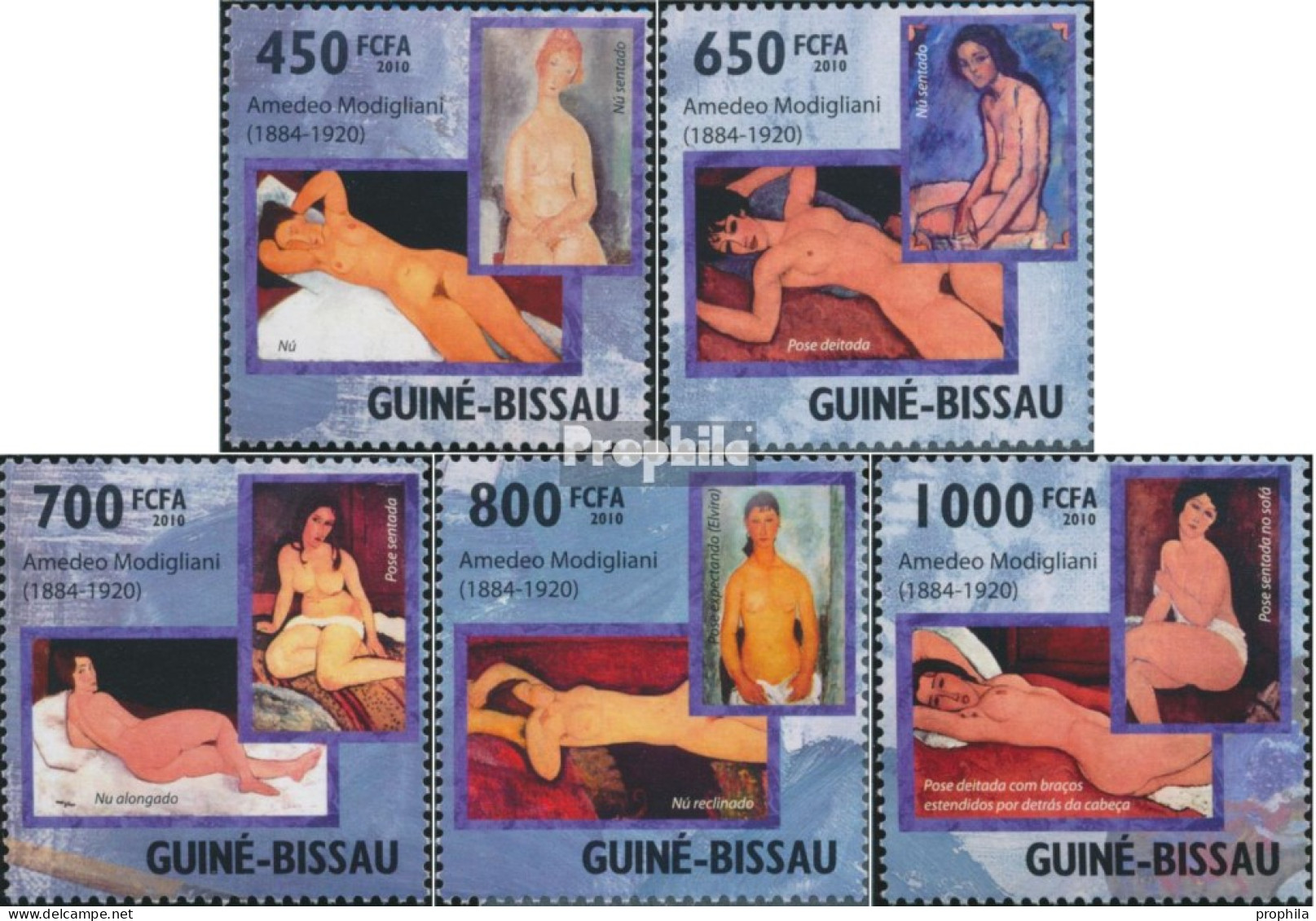 Guinea-Bissau 4605-4609 (kompl. Ausgabe) Postfrisch 2010 Amedeo Modigliani - Guinea-Bissau