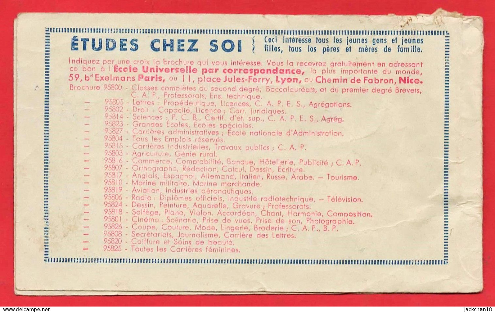 -- COUVERTURE De CARNET  Vide  De 20 TIMBRES-POSTE De 20 F. = 400 F. - Old : 1906-1965