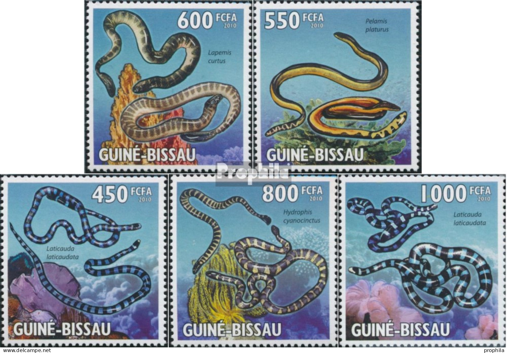 Guinea-Bissau 4569-4573 (kompl. Ausgabe) Postfrisch 2010 Seeschlangen - Guinea-Bissau