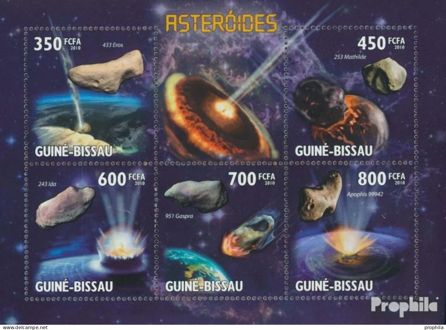 Guinea-Bissau 4557-4561 Kleinbogen (kompl. Ausgabe) Postfrisch 2010 Asteroiden - Guinea-Bissau