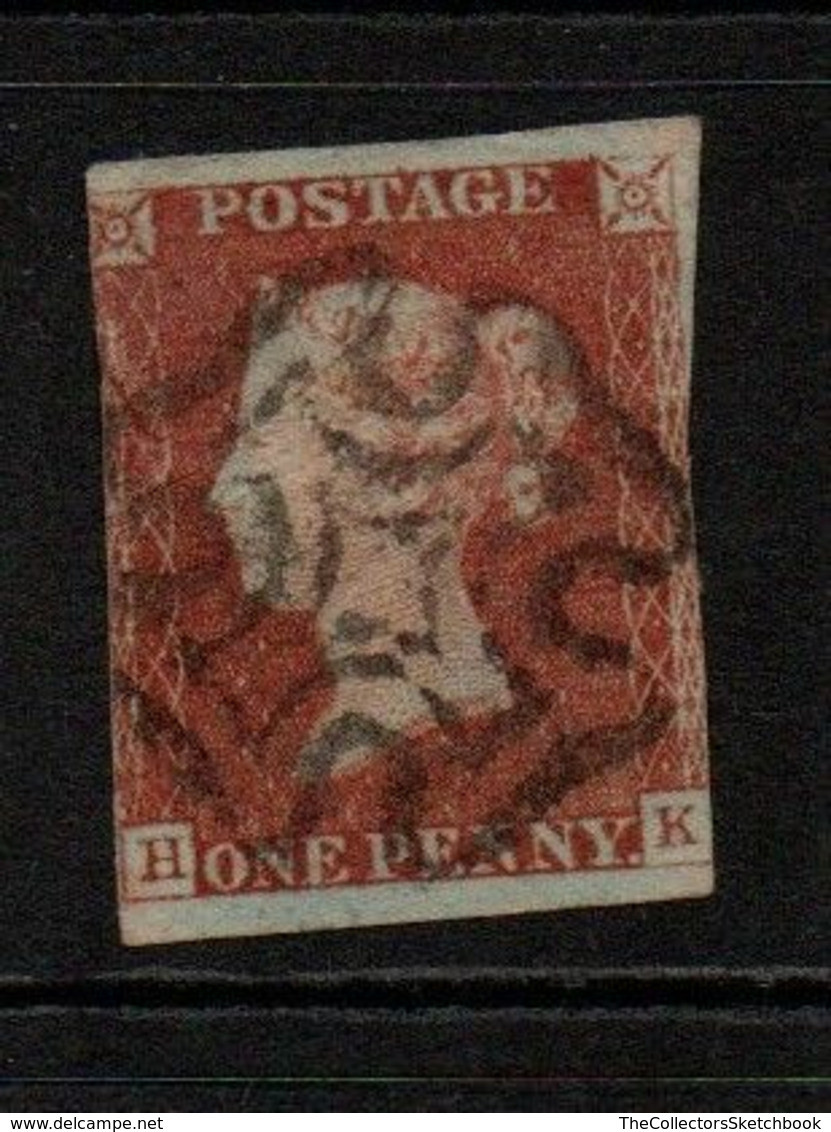 GB Victoria Penny Red Imperf With  Maltese Cross. (HK)  Creased - Oblitérés