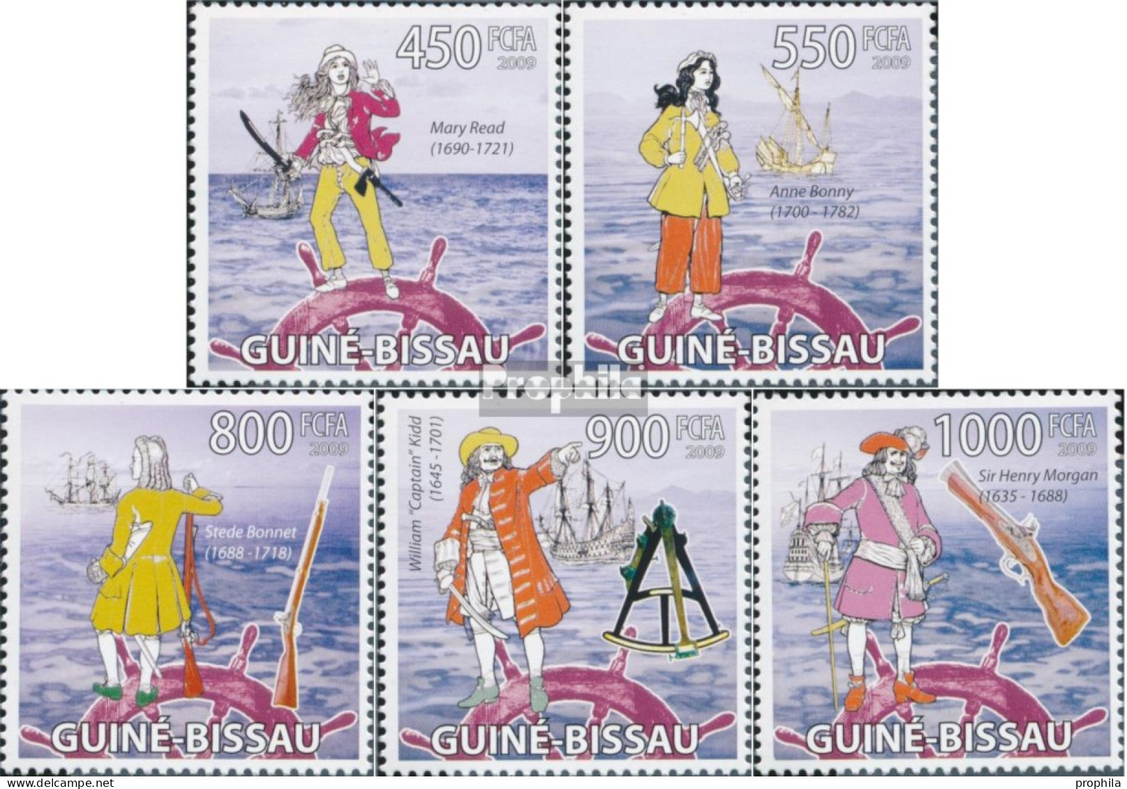 Guinea-Bissau 4498-4502 (kompl. Ausgabe) Postfrisch 2009 Piraten Und Schiffe - Guinea-Bissau