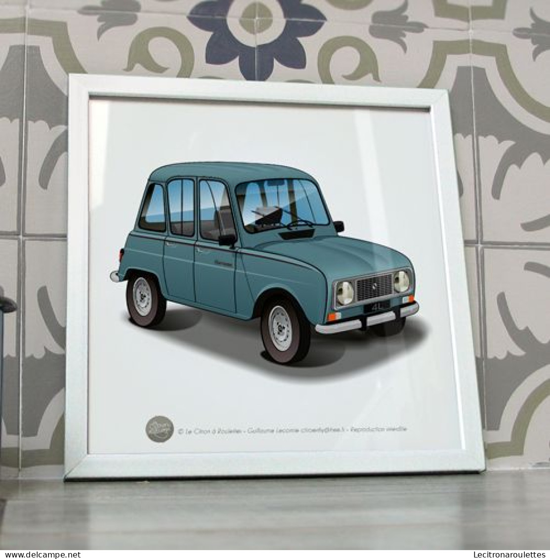 Poster Renault 4L Savane Bleu Shetland R4 - Voitures