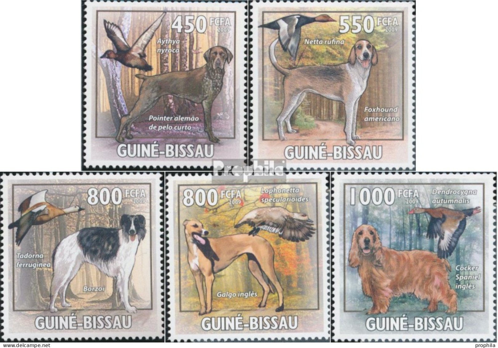 Guinea-Bissau 4486-4490 (kompl. Ausgabe) Postfrisch 2009 Jagdhunde Und Vögel - Guinea-Bissau